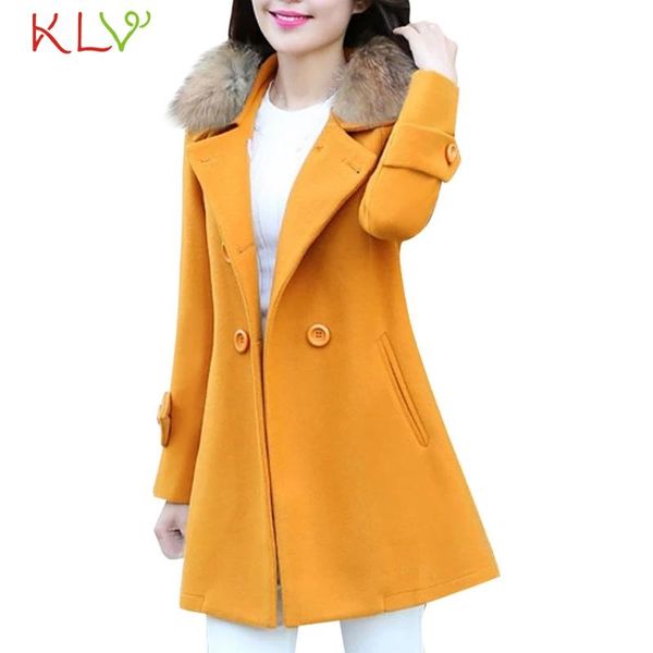 

women jacket fur collar midi long woolen blend coat womens winter jackets and coats casual warm outwear clothes plus size 19oct, Black;brown