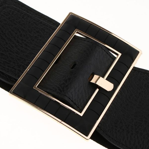 

women's cinch belt elastic stretch punk waist band dress waistband, Black;brown