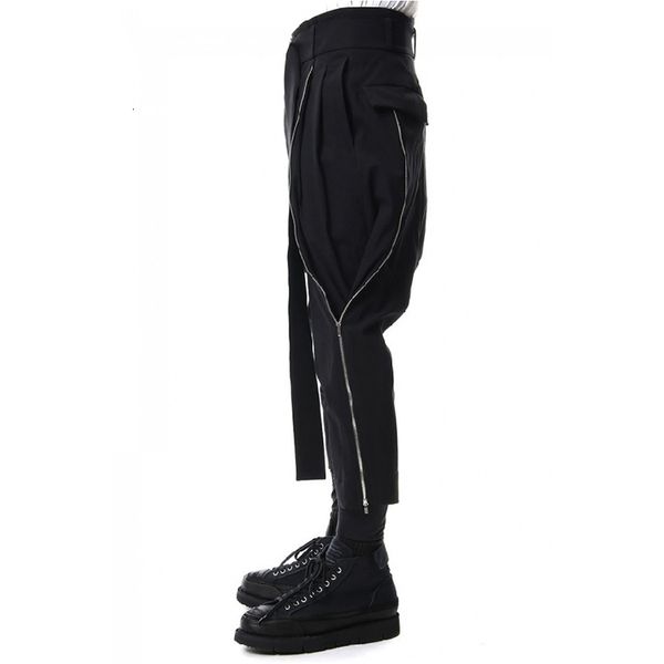

2021 new s-6xl men's casual pants baggy leg culottes loose seam. 0gwk, Black