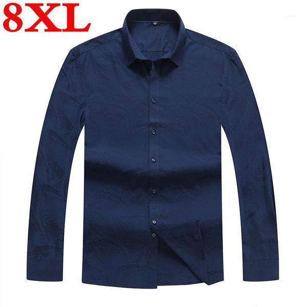 

2020 new plus size 8xl 7xl arrival men's shirt fashion men long sleeved shirt male business casual brand clothing1, White;black