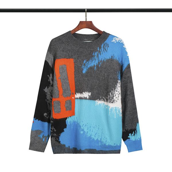 

2020 one product dropshipping teenagers large size loose pullover ow european and american fashion brand mohair knitwear, Black