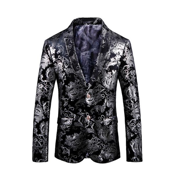 

2021 new tang male white button fashion and party blazer blazers jacket single casual performance 3d show black nsch, White;black