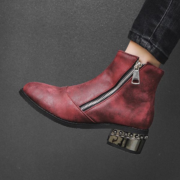 

warm trade 2021 women's size 22-28cm length autumn and winter pointed at the side short boots 1 sal6, Black