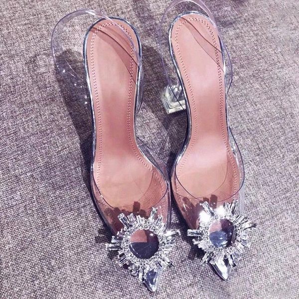 

luxury pumps transparent high heels pointed toe slip-on wedding party brand fashion shoes for lady thin heels zapatos mujer #ss0b, Black