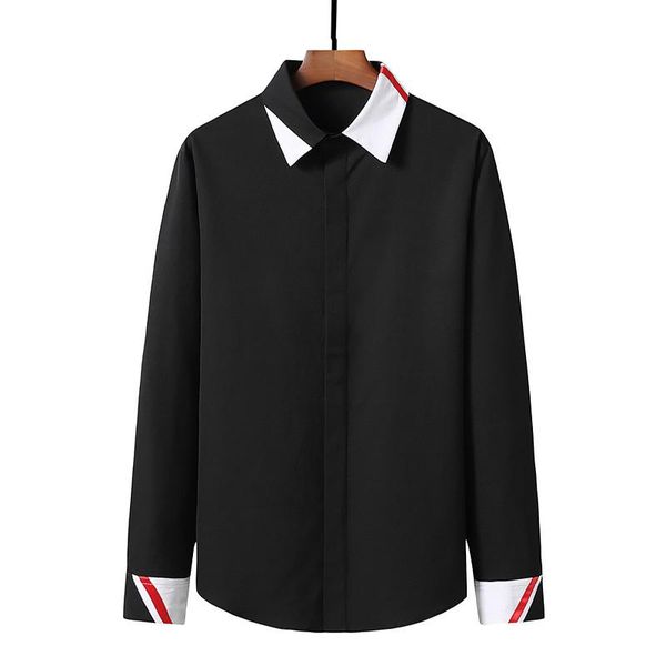 

men's casual shirts hit color business button up shirt men 2021 brand slim fit long sleeve dress mens work social chemise homme, White;black