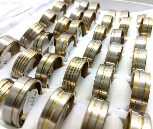 

stainless mens wholesale mix lots fashion 100pcs gold steel band rings fashion steel jewerly good for resale ing, Silver