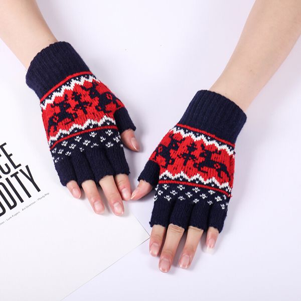 

autumn women' knitted fingerless girls lovely christmas glove winter thicken warm semi-finger driving gloves r350, Blue;gray
