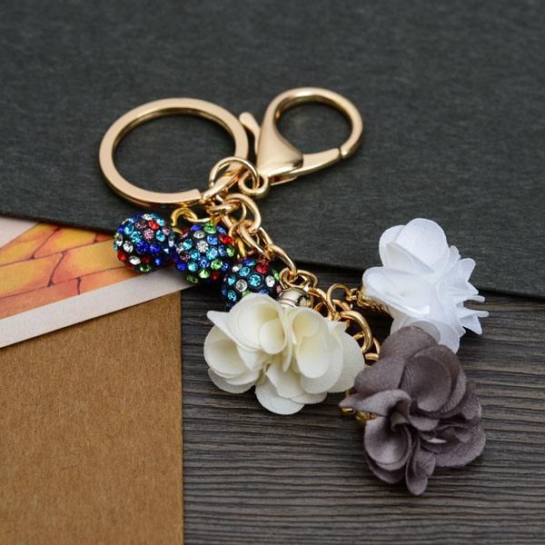 

fashion flowers keychain bag pendant car ornaments charm for women key chain buckle key ring porte clef eh651 h wmtbqj