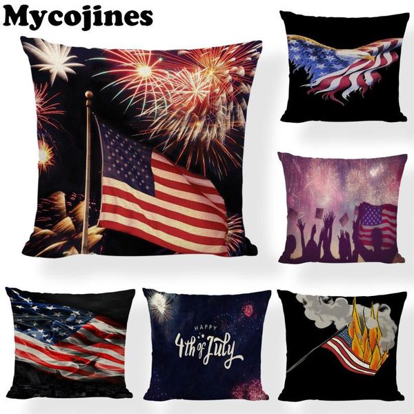

cushion/decorative pillow colorful american independence commemorate day pillowcase flag fireworks bedroom sofa car home decoration cushion