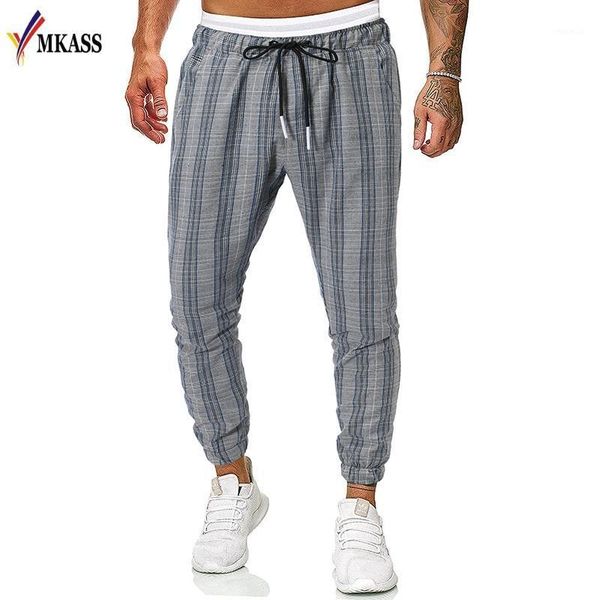

men's foreign trade europe autumn new pants men's plaid rope belt leisure acitve pants loose1, Black