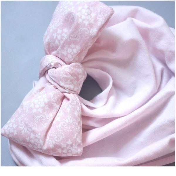 

pink cotton girls baby child bowknot solid color stretchy turban casual hat hair head qylqot, Yellow