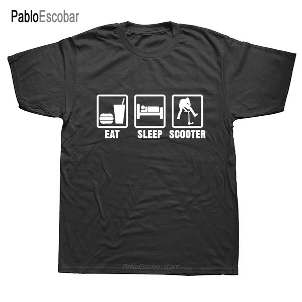 

new funny eat sleep scooter graphic men short sleeves hip hop oversized cotton hoodie designers t shirts sweatshirt