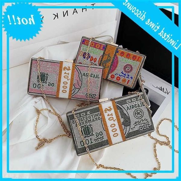

women 2020 new personalized dollar hand with diamond chain shoulder and versatile messenger bag