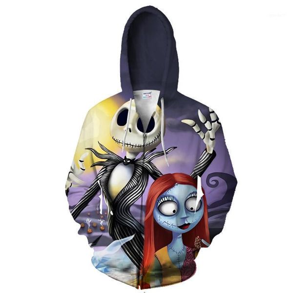 

men's hoodies & sweatshirts 2021 zipper halloween men women 3d printed workout loose harajuku plus size zip up 1, Black
