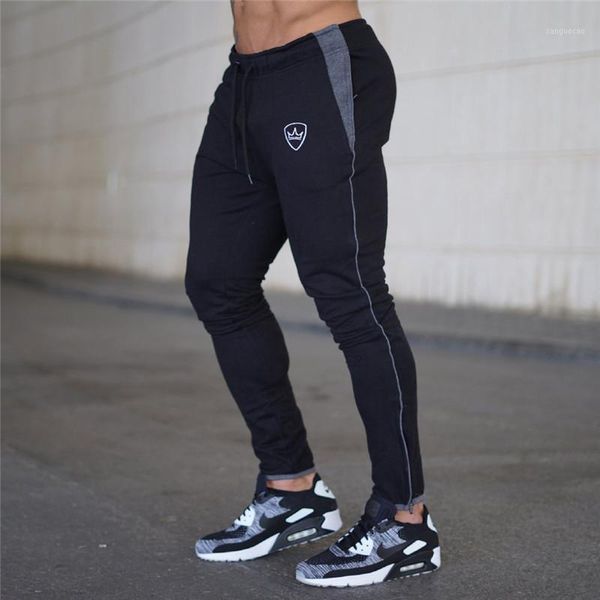 

running pants 2021 cotton men sportswear gym elastic sport fitness workout skinny sweatpants trousers jogger1, Black;blue