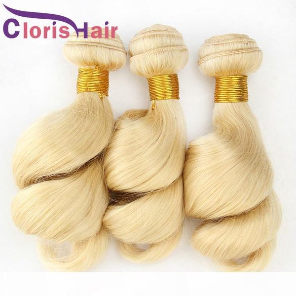 

malaysian virgin blonde human hair 3 bundles loose wave hair extensions bouncy curly #613 honey blonde loose wavy weaves dropshipping, Black