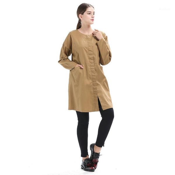 

women's trench coats coat jacket women spring style clothing o neck crew solid color loose-fit single-breasted1, Tan;black