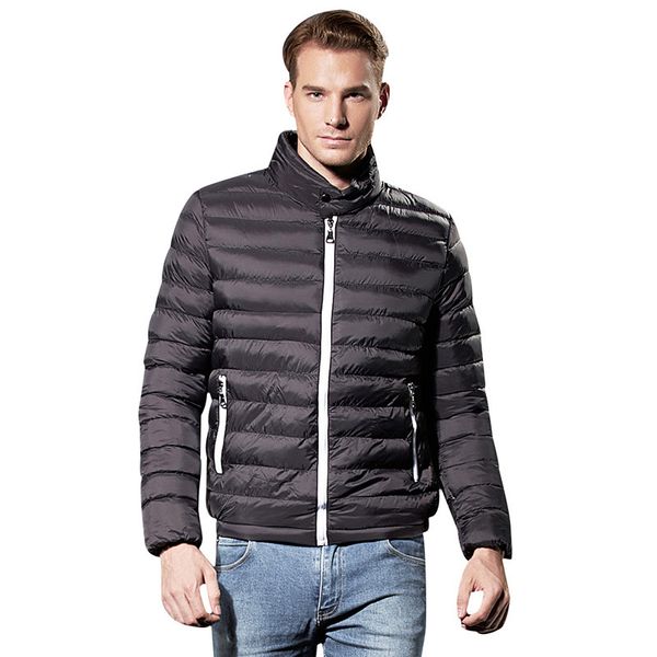 

autumn new men's light down short cotton jaet solid color coat, Black