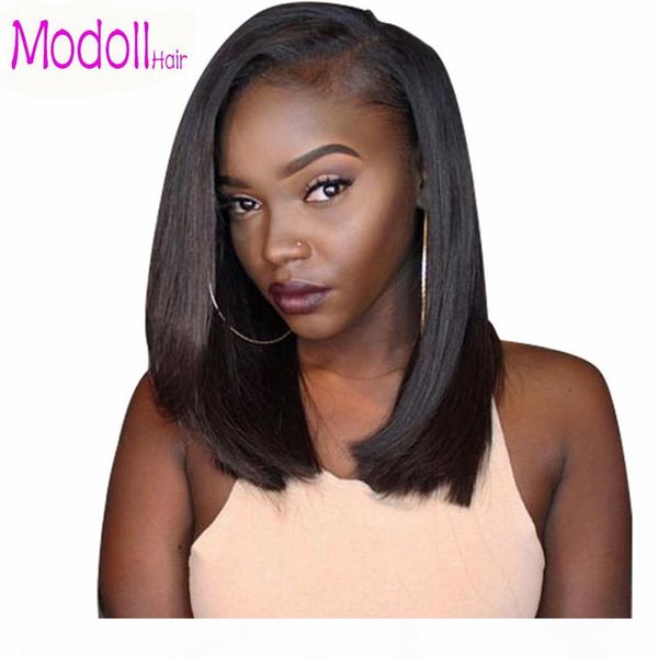 

short human hair lace front wigs brazilian remy hair ombre bob wig with pre plucked hairline with baby hairs perruques de cheveux humains, Black;brown