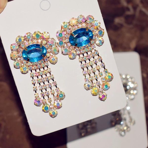 

new arrival rhinestone gems women fashion dangle earrings jewelry maxi ladys' party dress statement earrings accessorie, Silver