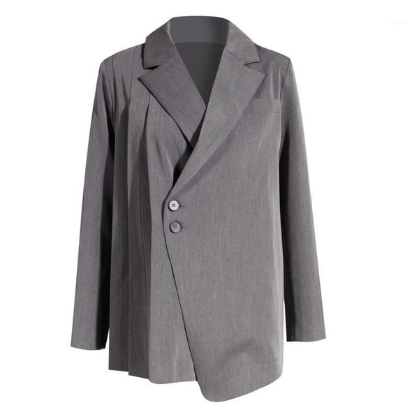 

womengag 2020 autumn long-sleeve pleated solid color coat irregular sashes loose single-breasted female personality b1, White;black