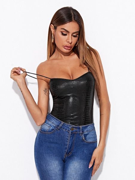 

crocodile embossed cami s1hb#, White