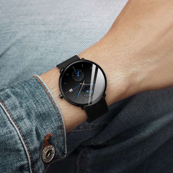 

wormhole creative worcester concept men's watch watch thin business men's watch multi function, Slivery;brown