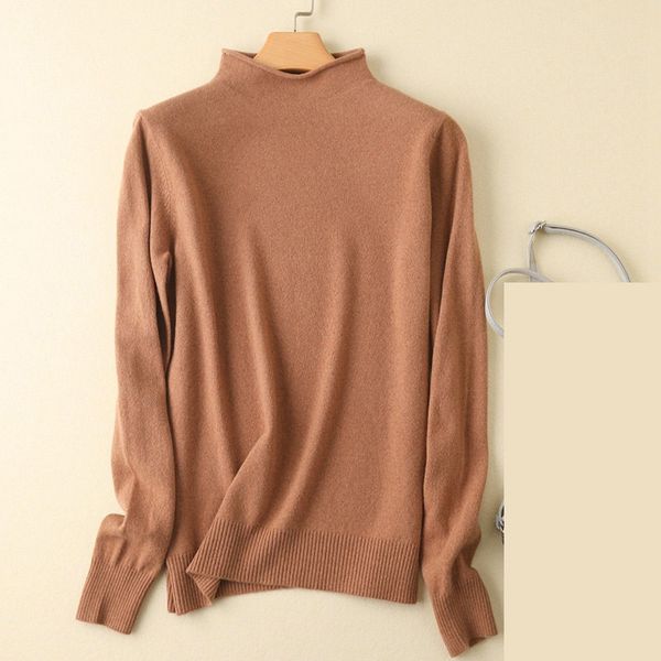 

2021 new venda quente rolou hem metade camisola gola bsica das mulheres bsicas pulver 100% l merino tendncia de cores blusas lady h8nm, White;black