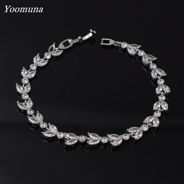 

2020 new bracelet korean luxury bracelets for women crystal silver color cubic zircon bracelets femme bridal wedding jewelry, Black