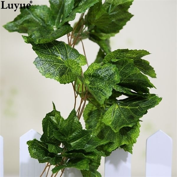 

a-christmas party 10pcs artificial silk grape leaf garland faux vine ivy indoor /outdoor home decor wedding flower green leaves christmas