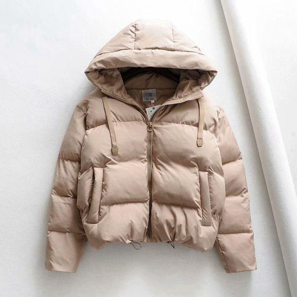 

women's down & parkas 2021 autumn winter hooded woman warm jacket harajuku korean style cotton padded hoodie street wear, Black