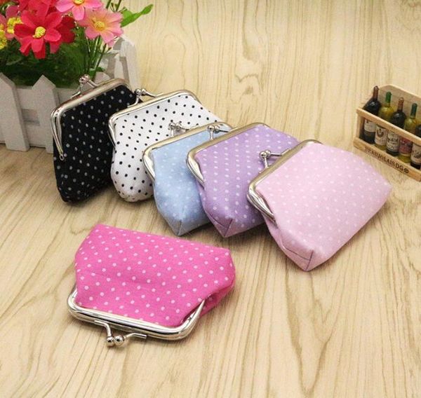 

coin purses women canvas dot prints key holder wallet hasp small gifts bag mix color, Red;black