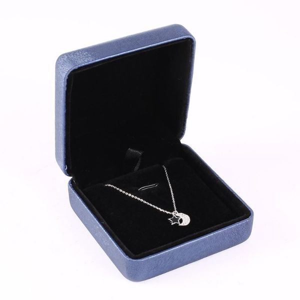 

pu leather square jewelry box necklace display storage show case necklaces organizer display box packaging gift 65*65*35mm, Pink;blue