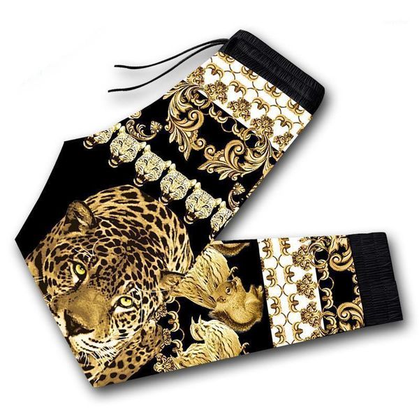 

2020 new casual pants men's trend 3d tiger print pants loose stretch large size sports tie-pants all-match men's clothing1, Black