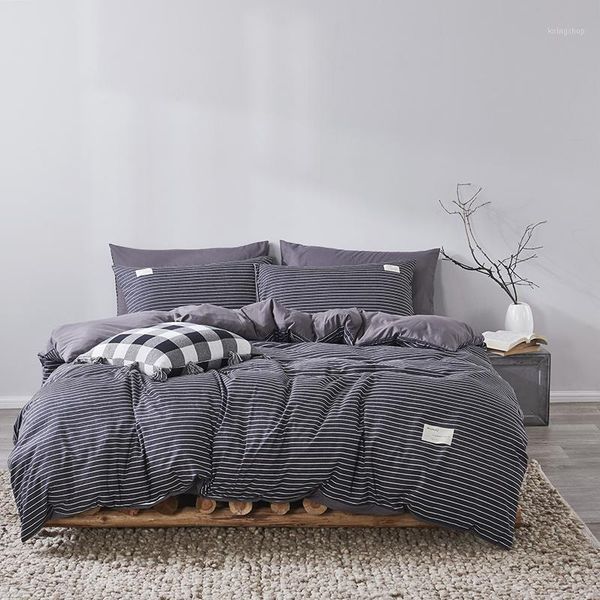 

bedding set for home stripes bed linen family nordic cotton pillowcases twin full  king sized 4pcs quilt duvet cover1