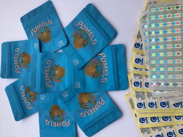 

california and bags cookies hologram label 3.5g bags childproof bags sf stickers pomelo blue mylar back bbyii bdebaby