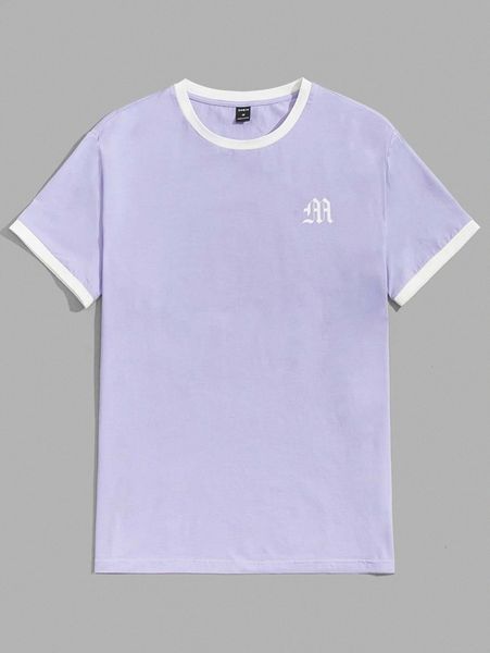 

men contrast trim letter graphic q6al#, White;black