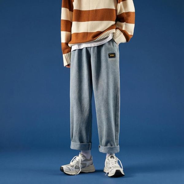 

men's jeans justar trendy casual pants loose wide leg mopping, Blue