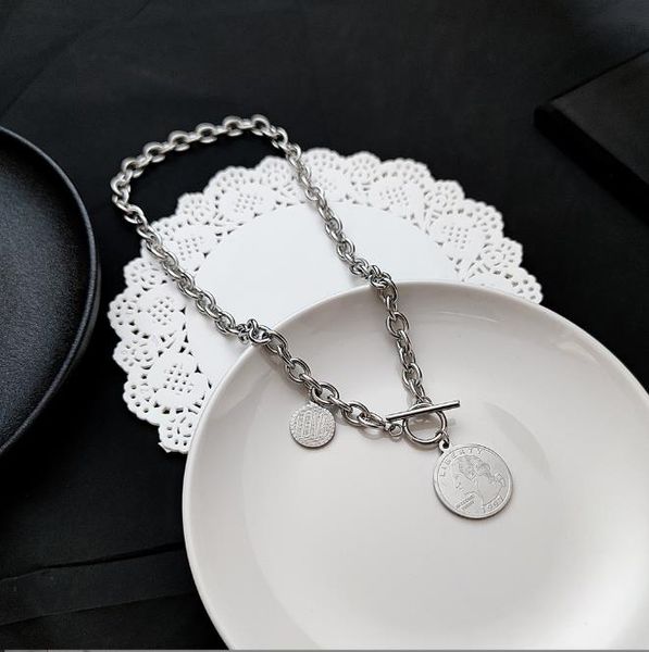 

round titanium steel necklace 2022 trendy simple necklace for lovers, Silver