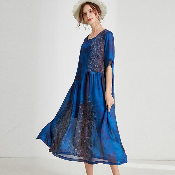 

casual dresses summer plus size womens midi loose fashion elegant two-piece dress o neck print short sleeve high waist oversize, Black;gray