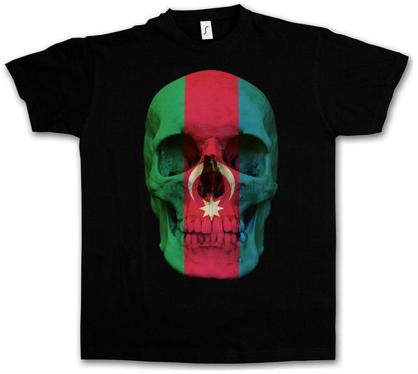 

classic azerbaijan skull flag t-shirt - biker mc banner sizes s - 5xl sport hooded sweatshirt hoodie