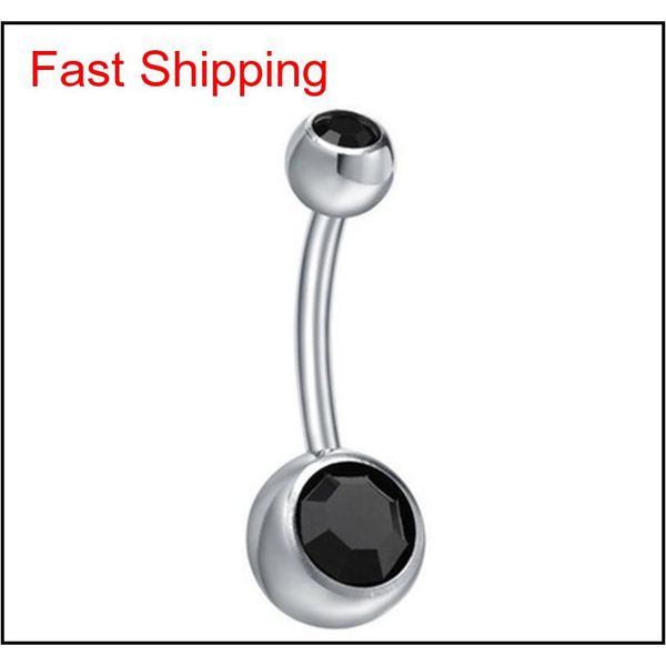

new 316l surgical steel navel rings crystal rhinestone belly button navel bar ring body jewelry piercing 50pcs lo qylajj nana_shop, Silver