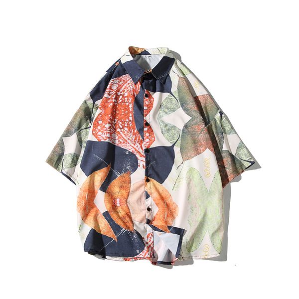 

2021 new summer spring clothes men long sleeves big size print hawaiian beach casual floral shirt for man k8n7, White;black