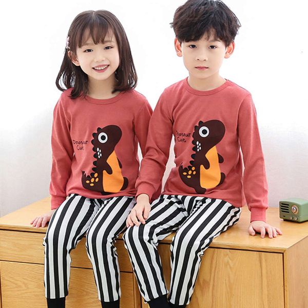 

winter 2020 autumn and children's underwear set soft cartoon long sve pajamas, Blue;red