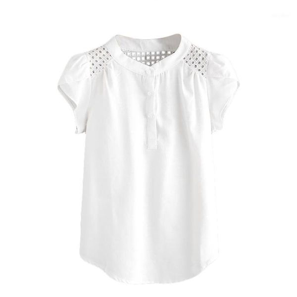

summer women fashion solid o-neck hollow out short butterfly sleeve casual camisa feminina #zero1, White