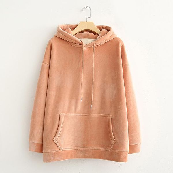 

women's hoodies & sweatshirts autumn winter preppy style thick women casual hooded solid color drop shoulder drawstring fleece for stud, Black