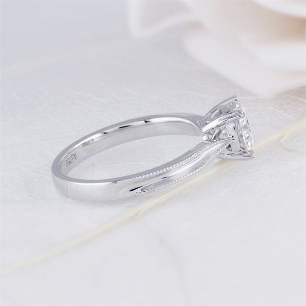 

transgems solid 14k 585 white gold engagement for women 1ct ct f color ring wedding fine jewelry y200620, Slivery;golden