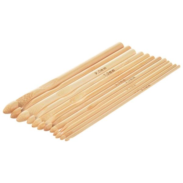 

12 x 15 cm crochet hooks knitting needles thickness 3-10 mm bamboo, Black