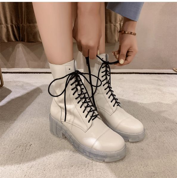 

new trend martin boots lightweight ventilation short boots high heel and thick sole simplicity wear-resisting women shoes, Black