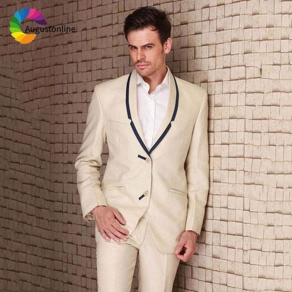 

slim fit champagne groom tuxedo black shawl lapel jacket pants 2piece formal men wedding suits blazer masculino costume homme1, White;black